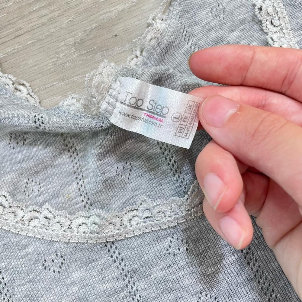Basic Gray Lace Tank - Picture 4 of 4
